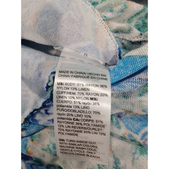 Chicos Size XL(3) Open Front Cardigan Shells Beach Ruffeled  3/4 Sleeve Vacation - Picture 7 of 9